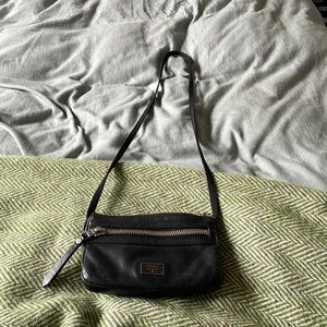 Fossil Small Black cow hide leather cross body purse